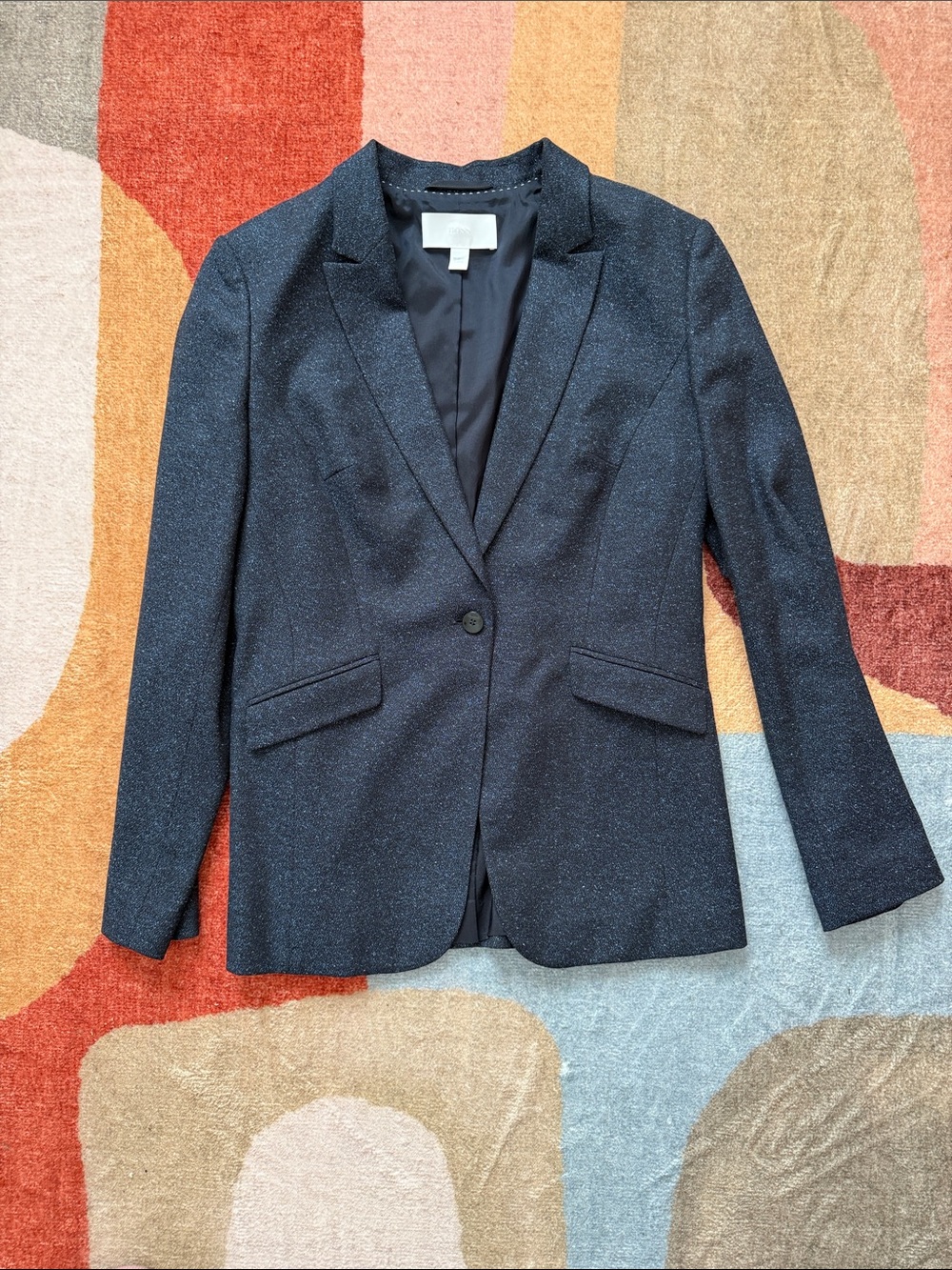 Boss Navy Speckled Single-Button Blazer